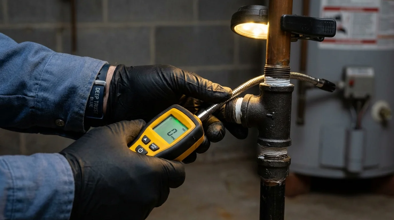 Gas leak detection with electronic sniffer by Johns Plumbing LLC in Tupelo